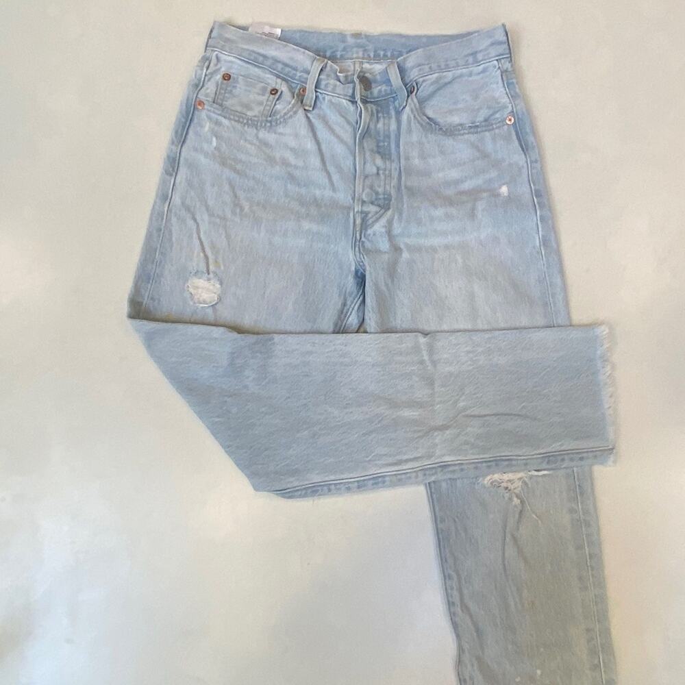 Levi 501 Skinny Button-Fly Distressed Raw Hem Painter Jeans - 27x28